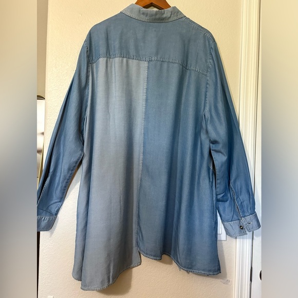 Stella Carakasi Crossroads Tencel Blue Shades Tunic. Asymmetrical Hem, Pockets - Picture 5 of 16